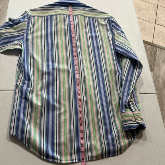 Tailorbyrd Long Sleeve Shirt Button Up Multicolor Blue Striped Men’s Size Medium - Picture 7 of 10
